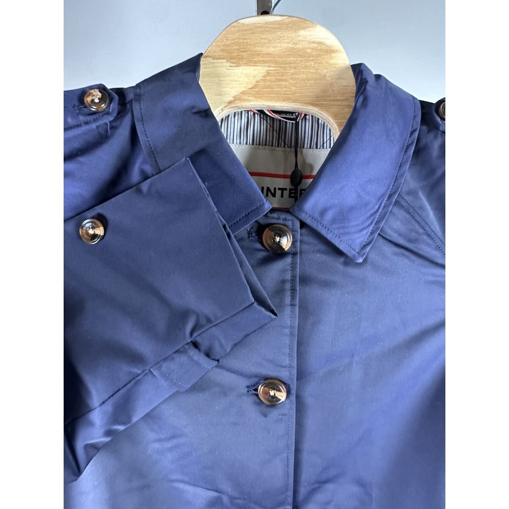 Hunter Water Resistant Stacy Rain Trench Coat Navy Knee Length Preppy New Large